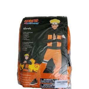 Naruto Shippuden Kids Costume Halloween Cosplay Boys Jumpsuit Headpiece Sz L NEW